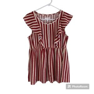 LC Lauren Conrad Womens Blouse To S Sleeveless Smock Ruffle Boho Peasant